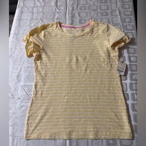 St. John's Bay Yellow and White Striped Short Sleeve Tee size S